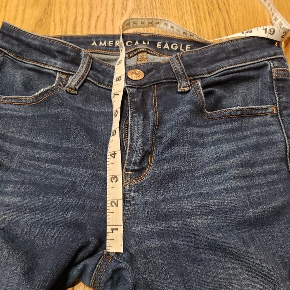 American Eagle 28x28 dark wash distressed hi rise jegging next level str… - Picture 3 of 12
